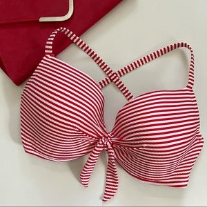 Shade & Shore Red Stripe Bikini Top